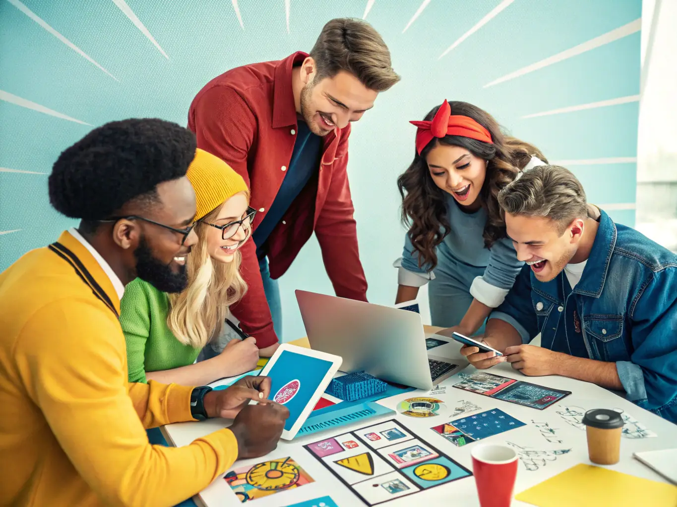 Image of team members collaborating on documents and discussing in chat rooms, illustrating the team collaboration tools.